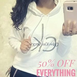 Calvin Klein White Hoodie Logo Brand